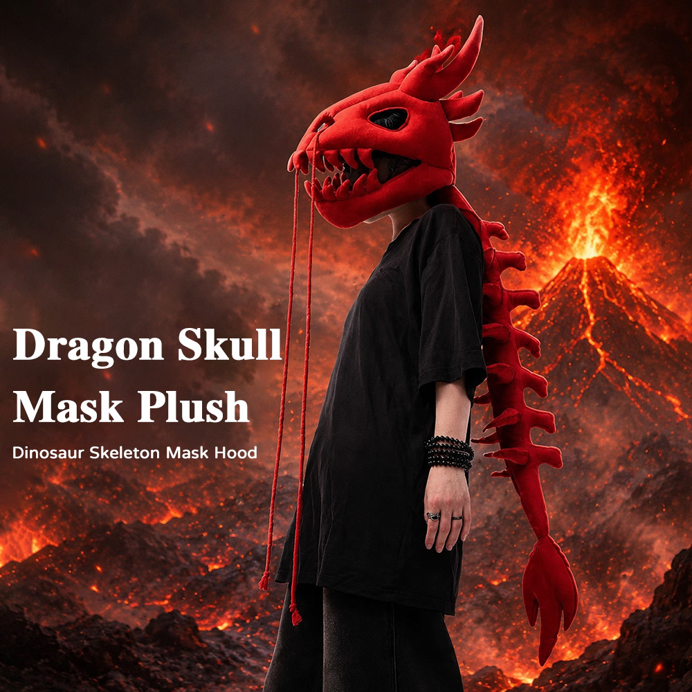 Photography Lighting Design - Dragon Skull Spine Plush Hood Long