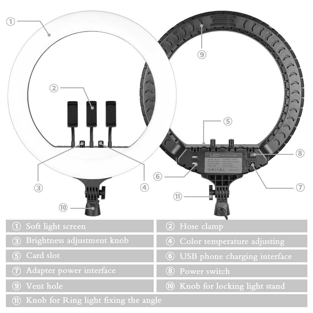 SH 18 Inch Knob Ring Light LED - Photography Lighting Overhead recension och pris