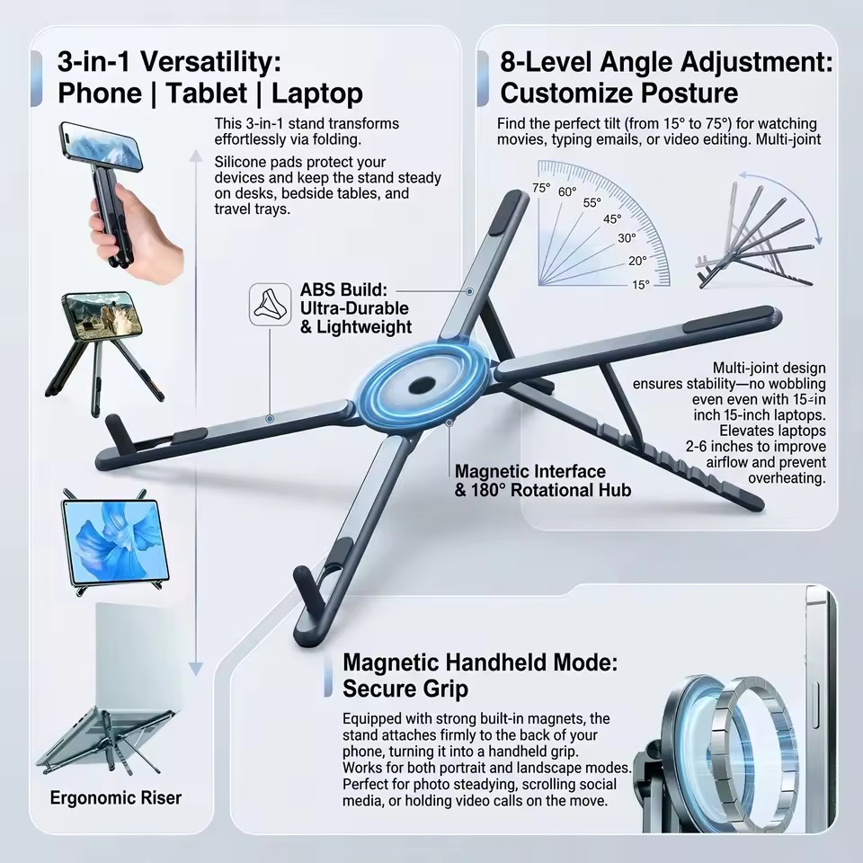 Portable Magnetic Phone Holder - Stand Lighting Photography recension och pris