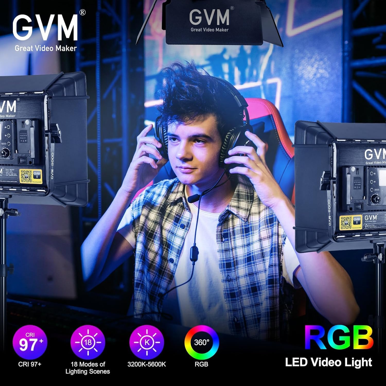 RGB LED Video Lighting Kit, 3- - Photography Lighting App recension och pris