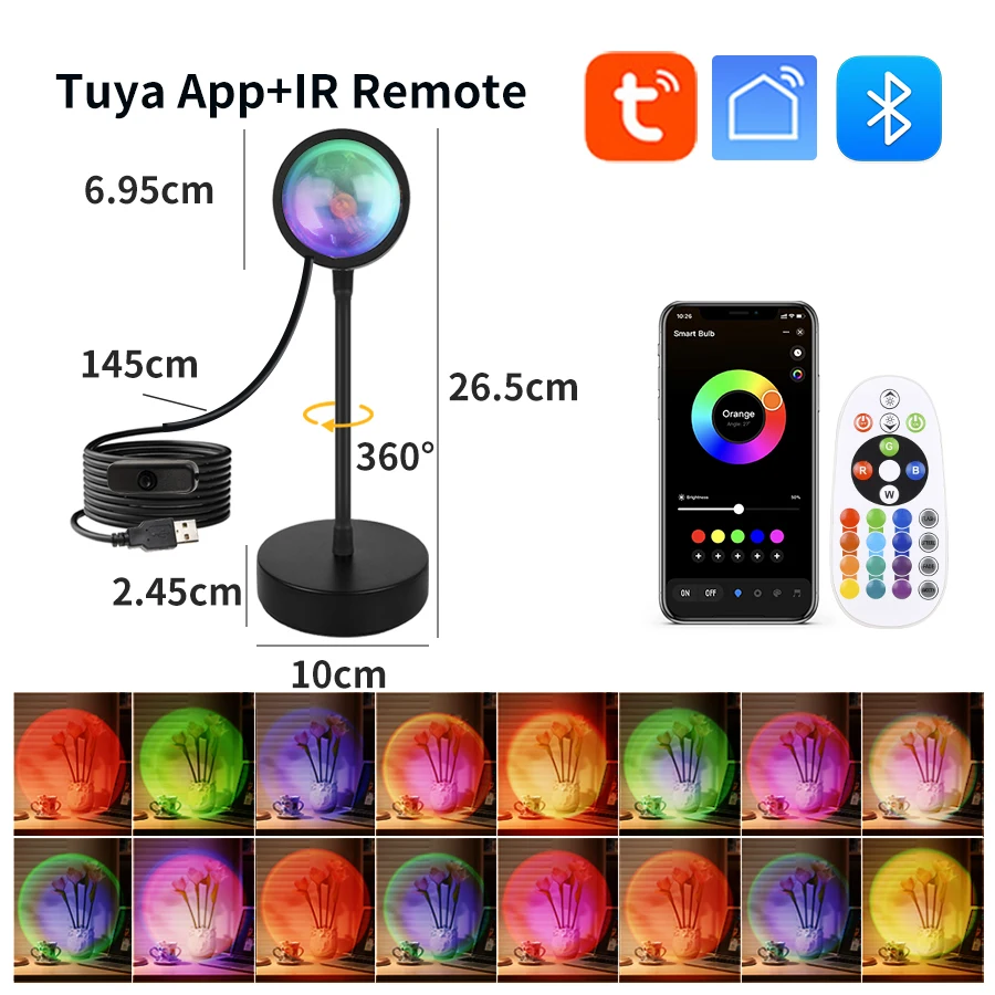 Smart Sunset Lamp Tuya USB Sun - Photography Lighting App recension och pris