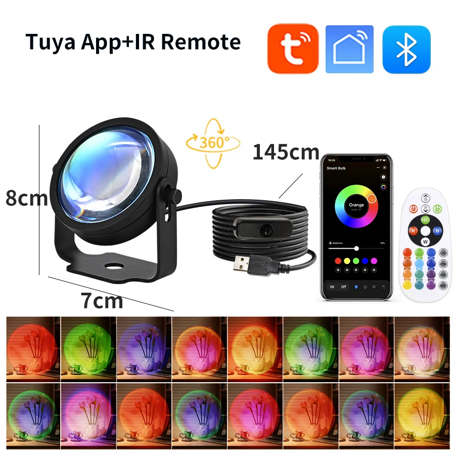 Smart Sunset Lamp Tuya USB Sun - Photography Lighting App recension och pris