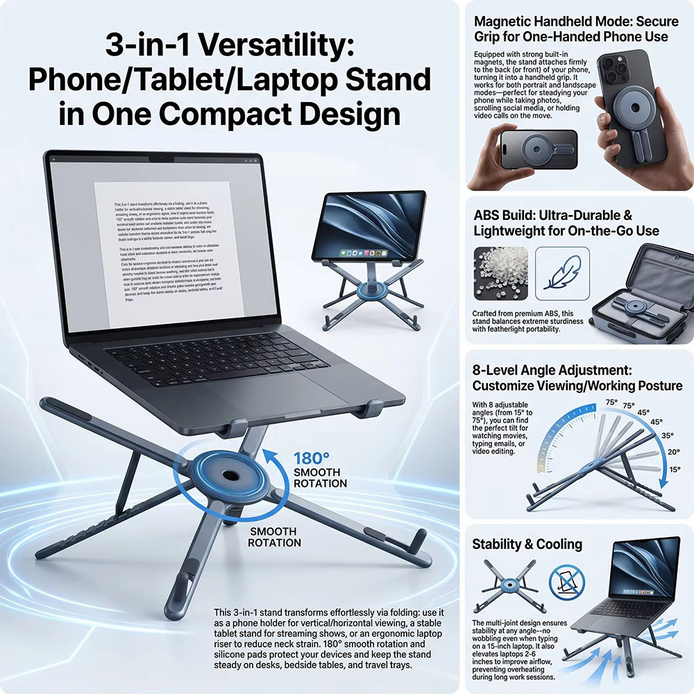 Portable Magnetic Phone Holder - Stand Lighting Photography recension och pris